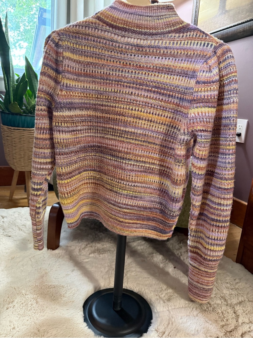 Rachel Zoe Striped Knit Turtleneck Sweater in Lavender, Yellow, Cream